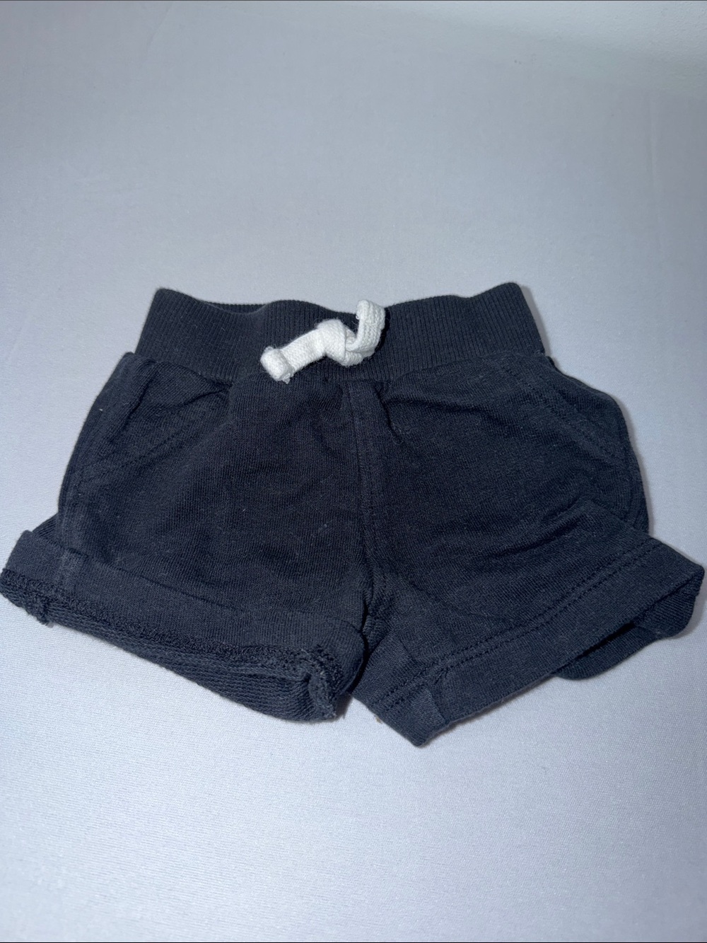 Carter's Black Knit Drawstring Shorts with White Tie